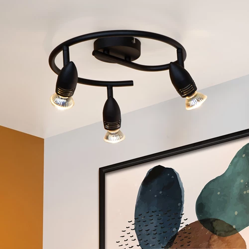 Lucide CARO - Deckenstrahler - Ø 31 cm - 3xGU10 - Schwarz - Atmosphäre 1